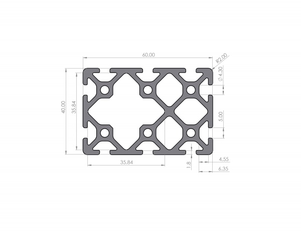 Aluminum profile 40x60 groove 5 I-type